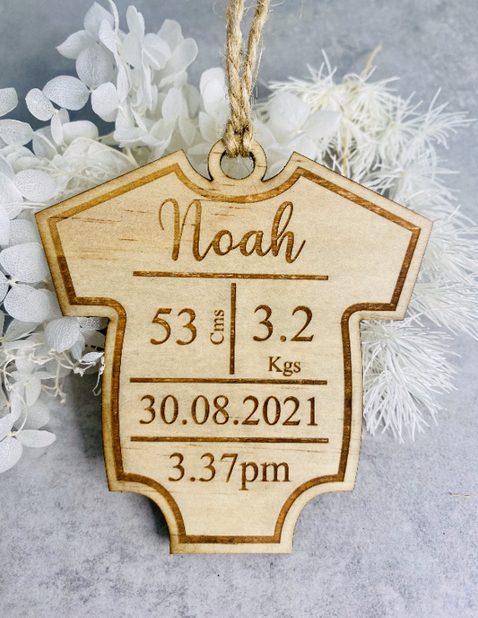 Baby birth detail keyring/bauble