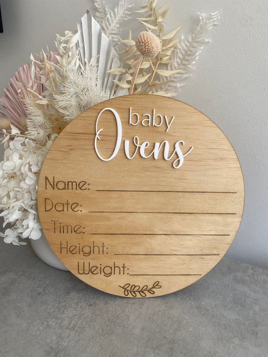 Baby details announcement - personalised