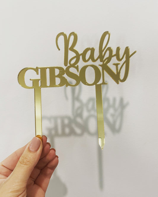 Baby name cake topper