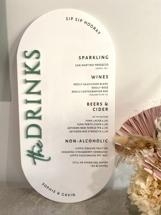 Drink menu pill shape