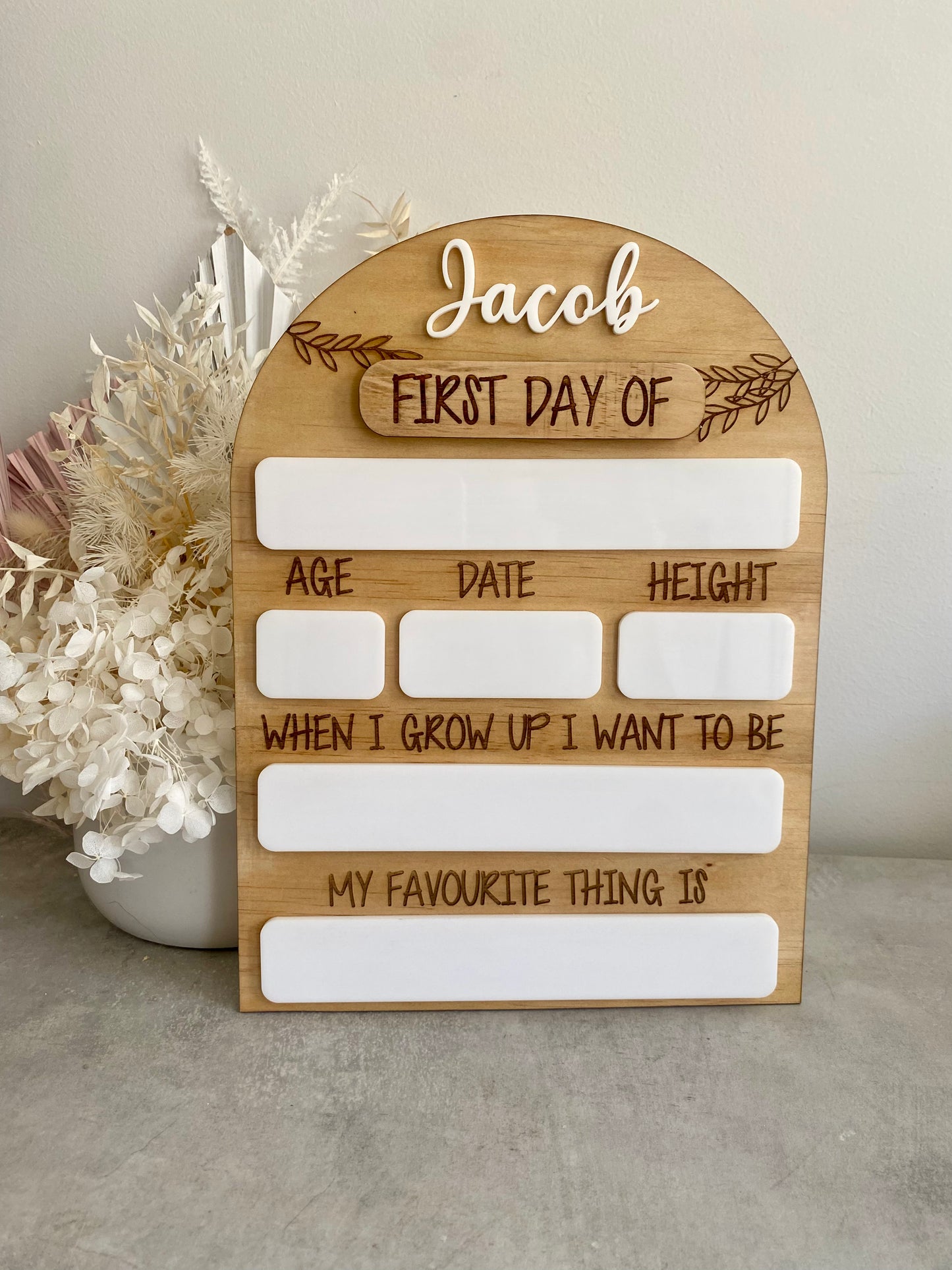 Personalised first-last day board