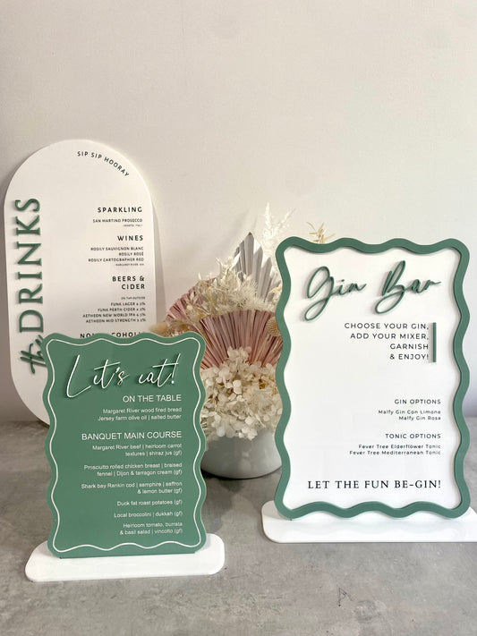 Wave food menu