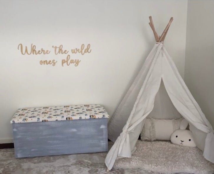 Where the wild ones play toy room sign