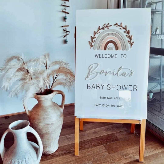 Boho baby shower welcome sign
